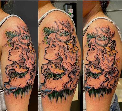 Explore gaia tattoo ideas, creative tattoo ideas in Fort Wayne, available at Grade A Tattoos and Body Piercing