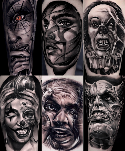 Explore full leg sleeve tattoo ideas, creative tattoo ideas in Mc Kees Rocks, available at Triumphant arts tattoo studio