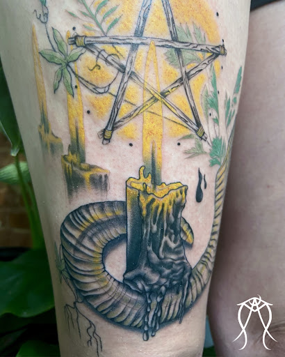 Explore mens simple tattoo ideas, creative tattoo ideas in Scipio Center, available at Ace of Wands Private Tattoo & Tarot Studio . Appointment Only