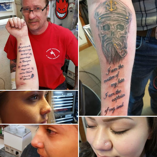 Explore thigh hip tattoo ideas, creative tattoo ideas in Elko, available at Tom Custom Tattoos and Body Piercing Studio