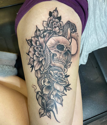 Explore aurora tattoo ideas, creative tattoo ideas in Mckinney, available at Borrowed Time Fine Art Gallery Tattoo Shop