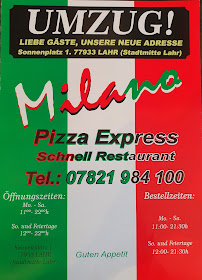 Pizzeria Milano à Lahr carte
