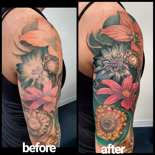 Explore bourbon glass tattoo idea, creative tattoo ideas in Buford, available at Inked Arts Tattoo Studio