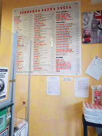 Carte du Pizzeria Santa Lucia à Lido di Pomposa