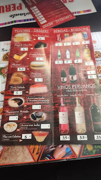 Sabor Peruano à Paris menu