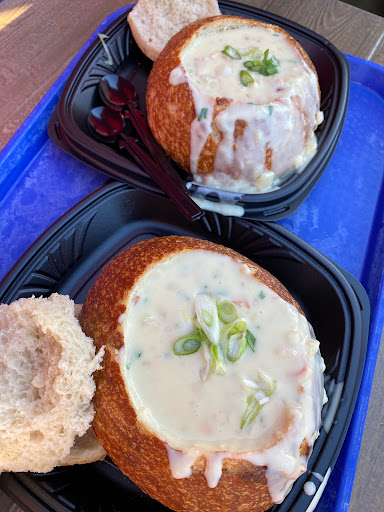 Clam chowder bread bowls