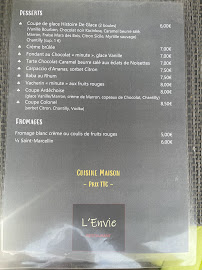 Carte du Restaurant l'Envie à Tain-l'Hermitage
