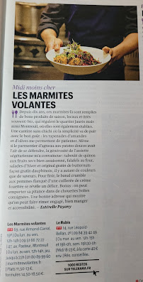 Menu / carte de Les Marmites Volantes à Paris