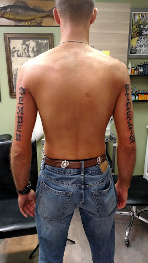 Explore forearm cross tattoo ideas, creative tattoo ideas in Martins Ferry, available at Hot Rod Tattooing