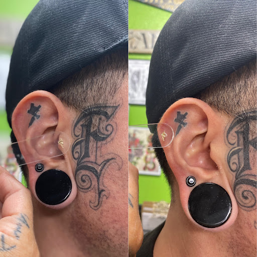 Explore good omens tattoo ideas, creative tattoo ideas in Riverside, available at The Pierced Tai