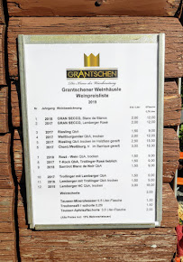 Menu / carte de Weinhäusle Grantschen à Weinsberg