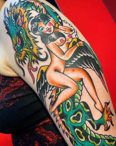 Explore banjo tattoo ideas, creative tattoo ideas in Lewiston, available at Big time tattoo