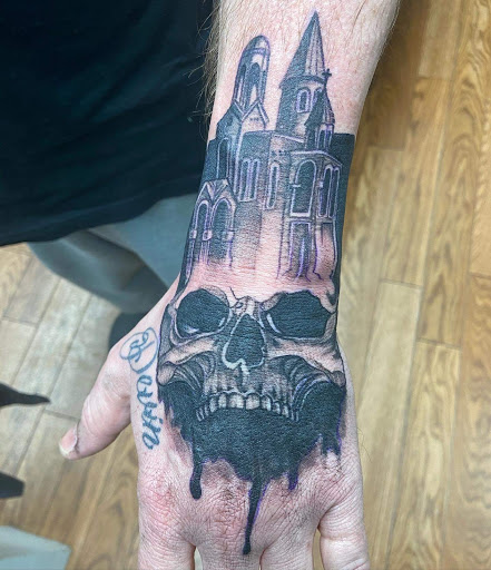 Explore snowboarding tattoo ideas, creative tattoo ideas in Shelbyville, available at Stage Left Tattoo and Piercing