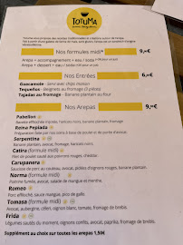 Carte du Totuma - Cuisine Vénézuélienne - Paris 11 à Paris