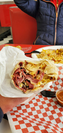 Pastrami breakfast burrito