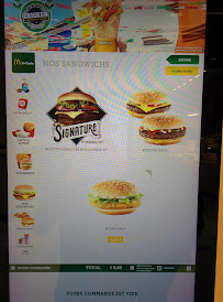 Menu / carte de McDonald's à Roissy-en-France