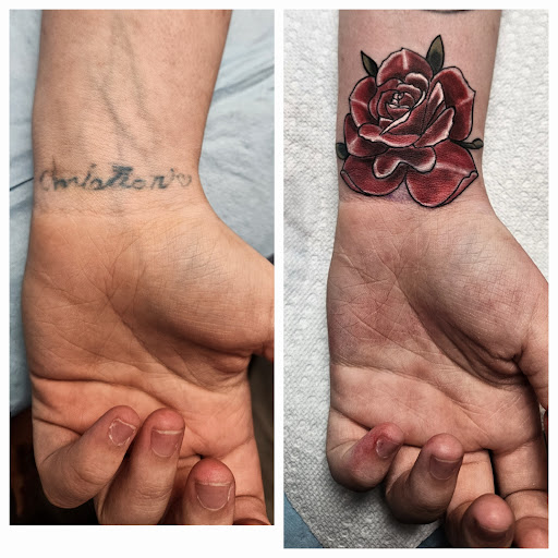 Explore sun tattoo ideas for men, creative tattoo ideas in Cumberland, available at Queen City Ink