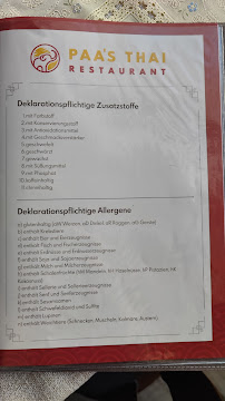 Carte du Paa's Thai Restaurant à Bad Wurzach