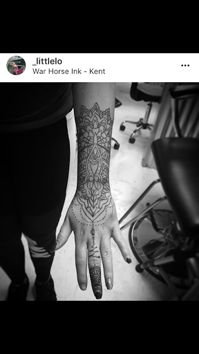Explore side of hand tattoo ideas, creative tattoo ideas in Kent, available at War Horse Ink
