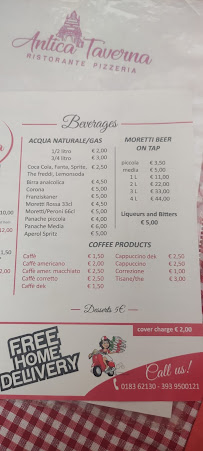 Pizzeria Pizzeria L' Antica Taverna à Imperia (la carte)