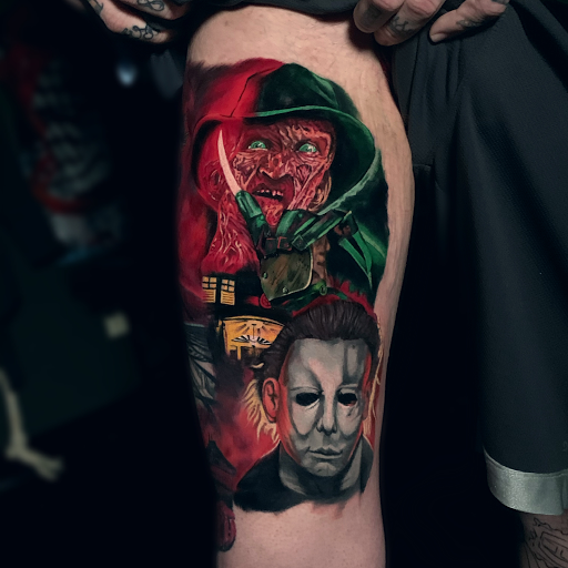 Explore filler sleeve tattoo ideas, creative tattoo ideas in Tacoma, available at Ghostline Tattoo