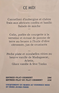 Menu / carte de Bistro Autour du Beurre Bordier à Saint-Malo