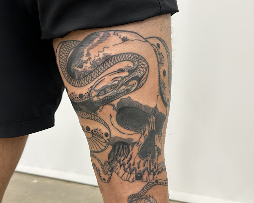 Explore barbie tattoo ideas, creative tattoo ideas in Hutto, available at Upside Tattoo