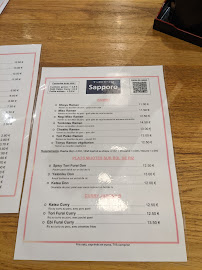 Sapporo à Paris menu