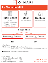 Restaurant japonais Oinari à Paris (la carte)