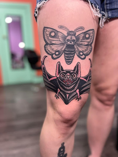 Explore bald head tattoo ideas, creative tattoo ideas in Deridder, available at Pretty Pricks Tattoo