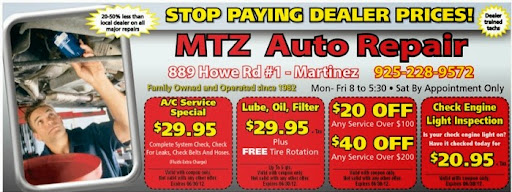 Auto Repair Shop «MTZ Auto Repair», reviews and photos, 889 Howe Rd # 1, Martinez, CA 94553, USA