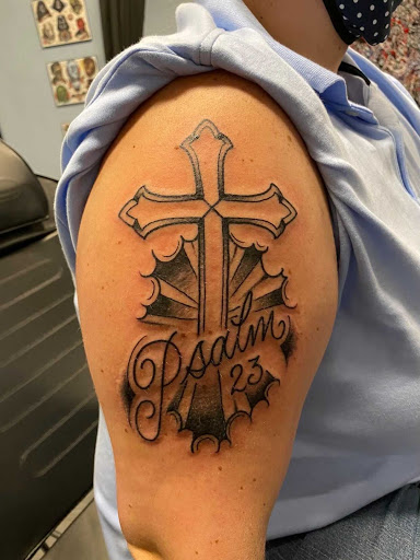 Explore rest in peace dad tattoo ideas, creative tattoo ideas in Palm Harbor, available at Angry Owl Tattoo and Piercing