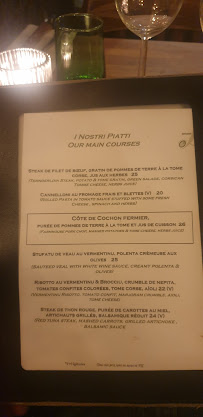 L'Alivi à Paris menu