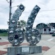 Hubcaps on Route 66 sculpture