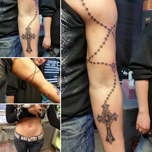 Explore neck and shoulder tattoo ideas, creative tattoo ideas in Elko, available at Tom Custom Tattoos and Body Piercing Studio