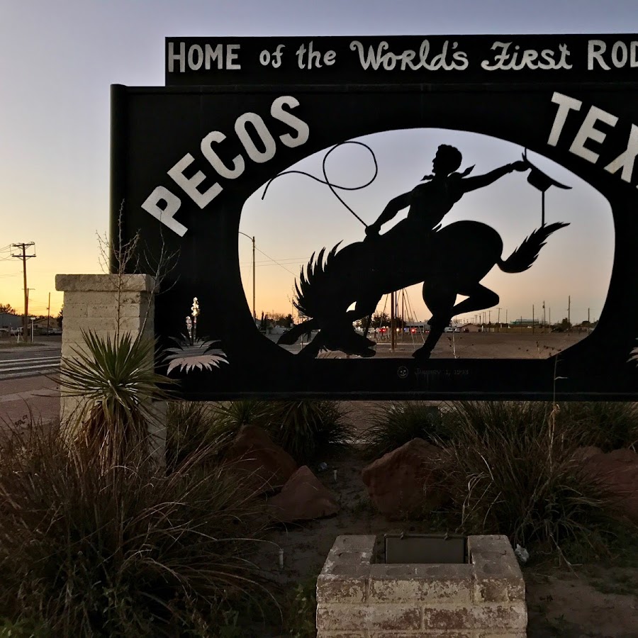 Welcome to Pecos Texas sign