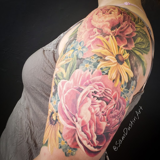 Explore cover up tattoo ideas on thigh, creative tattoo ideas in South Haven, available at Sirens Rose