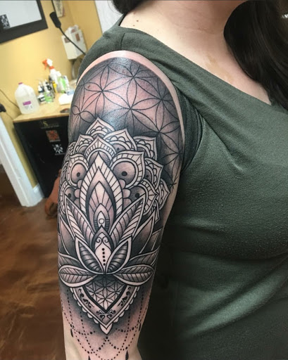 Explore tattoo sleeve fill in ideas, creative tattoo ideas in Stockbridge, available at Black Rose Tattoo Collective