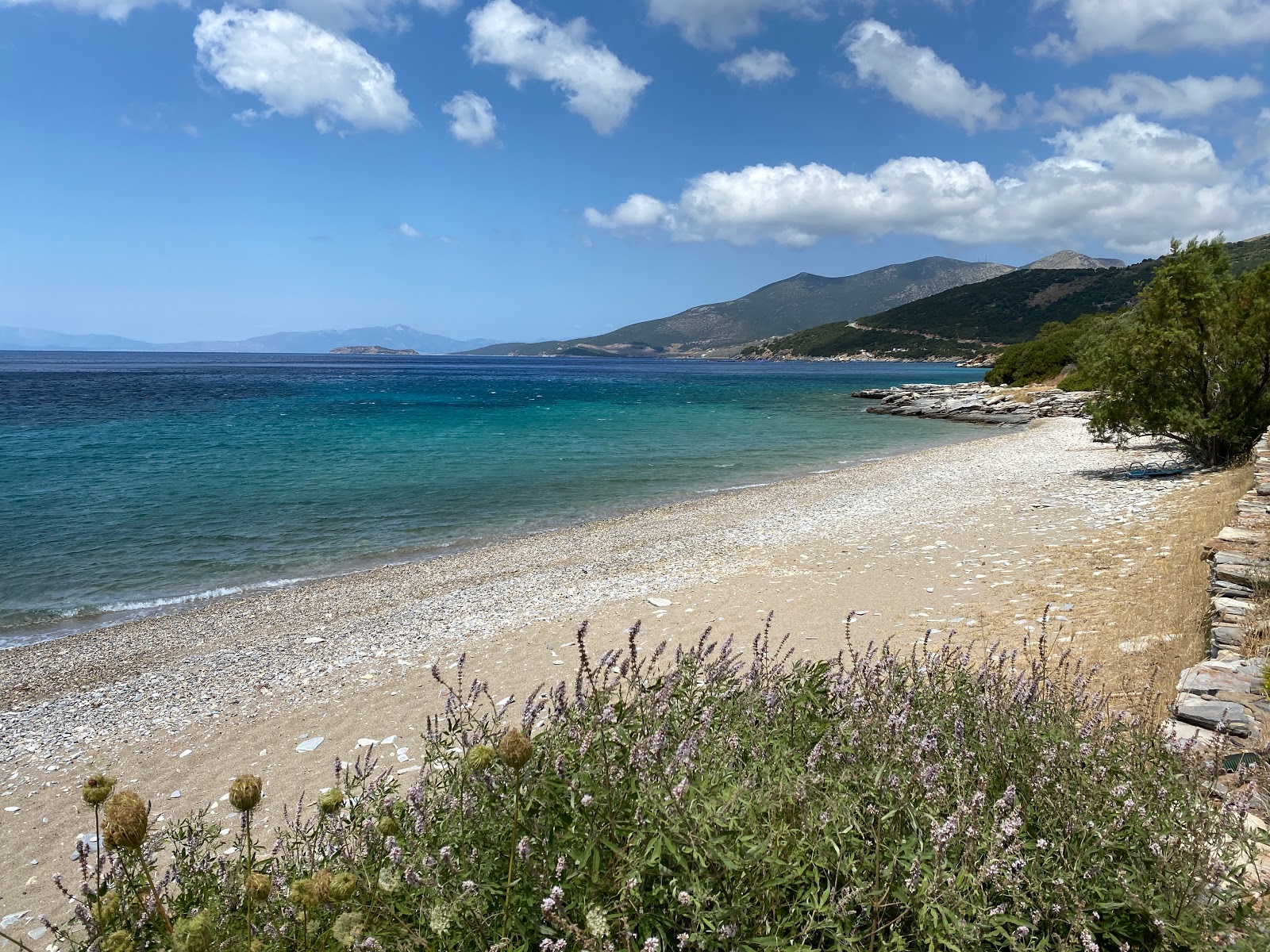 Agios Irini beach'in fotoğrafı turkuaz saf su yüzey ile