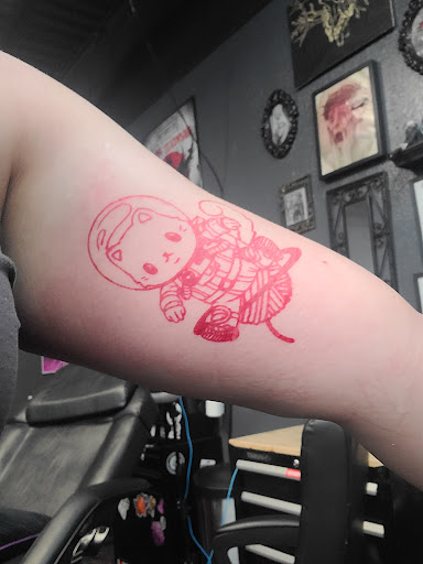Explore love death and robots tattoo ideas, creative tattoo ideas in El Paso, available at Crimson Veil Tattoo East