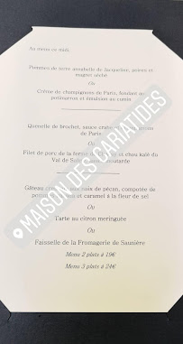 La Maison des Cariatides à Dijon menu