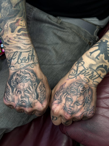 Explore car guy tattoo ideas, creative tattoo ideas in Riverside, available at The Madd Tatterz Tattoo Parlor