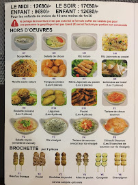 Sushi Club buffet à volonté à Paris menu