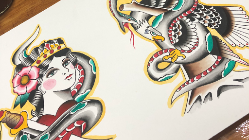 Explore dragonfly flower tattoo ideas, creative tattoo ideas in Mount Juliet, available at Division Street Tattoo Company