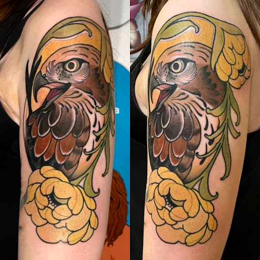 Explore skull and rose tattoo ideas, creative tattoo ideas in Camp Hill, available at Camp Hill Collective Tattoo and PMU