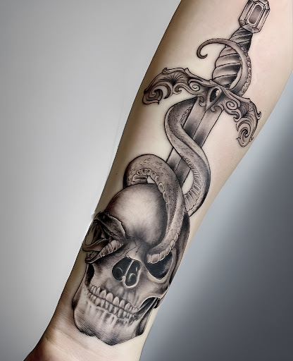 Explore 2nd amendment tattoo ideas, creative tattoo ideas in Huntington, available at Timeless Tattoo Gallery