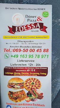 Menu / carte de Edessa Döner & Pizza à Frankfurt