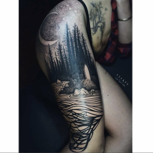 Explore ford mustang tattoo ideas, creative tattoo ideas in Northampton, available at Luckys Tattoo and Piercing