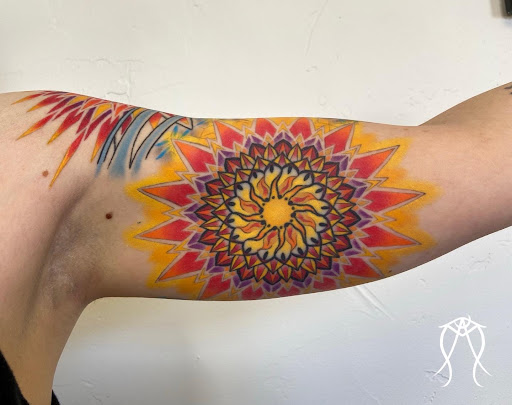 Explore god first tattoo ideas, creative tattoo ideas in Scipio Center, available at Ace of Wands Private Tattoo & Tarot Studio . Appointment Only