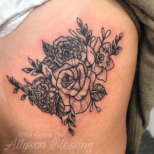 Explore initial tattoo ideas for females, creative tattoo ideas in Kent, available at War Horse Ink